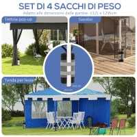 Outsunny Set 4 Pesi per Gazebo Riempibili con Sabbia fino a 12 kg, in Tessuto Oxford 168D, 20x10x43 cm, Nero e Grigio(m-4)
