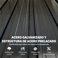 Outsunny Cobertizo de Jardín Exterior 0,69 m² 83x89x163 cm con Techo Inclinado Puerta con Cerradura Incluye Guantes Gris Oscuro(m-5)