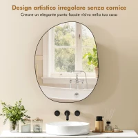 HOMCOM Specchio Bagno Contenitore con 3 Ripiani Interni, in Alluminio e Metallo, 61x12x79 cm, Nero(m-4)