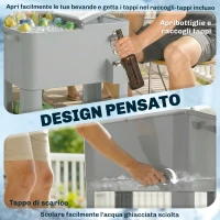 Outsunny Frigo Portatile 76L con Ruote, Ripiano e Apribottiglie, in Plastica, Metallo e Acciaio, 92x39x81 cm, Argento(m-9)