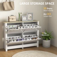 HOMCOM Wąska szafka na buty z 4 uchylnymi przegrodami, na 8–16 par butów, 105 x 26 x 80 cm, biały + naturalny(m-4)