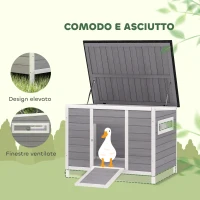 PawHut Casetta per Anatre con Tetto Apribile, Finestrelle e Rampa, in Legno, 93x70x72 cm, Multicolore(m-5)