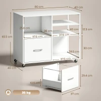 HOMCOM tavolo stampante con ruote e cassetto A4, ideale per casa e ufficio.(m-3)
