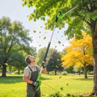 Outsunny 2.6m Corded Extendable Hedge Trimmer with 90° Adjustable Head, 450W Telescopic Electric Hedge Cutter Long Reach(m-2)