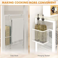 HOMCOM 3-Tier Kitchen Cart with 3 Steel Wire Baskets - White(m-5)
