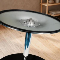 HOMCOM Round Bar Table, Modern Dining Table with Tempered Glass Top and Steel Frame for 4, 80 x 80 x 77cm, Black(m-9)