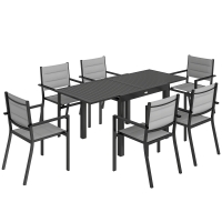 Outsunny masă pentru grădină cu scaune, set masă și scaune pentru grădină, masă și scaune pentru exterior, set de dining pentru grădină, masă extensibilă pentru exterior, set masă și scaune din aluminiu