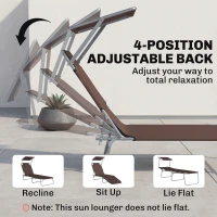 Outsunny Folding Sun Lounger with Canopy, Reclining Sunbed with 4-Position Adjustable Backrest, 600D Oxford Cloth, Portable Garden Lounger Recliner Chair for Beach, Camping, Patio, Brown(m-5)