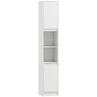 HOMCOM Coluna Estreita para Casa de Banho com 2 Portas e 2 Prateleiras Abertas, Ideal para Espaços Pequenos, 30x24x170 cm, Branco(m-1)