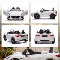 AIYAPLAY Maserati Elektroauto für Kinder, 2-Sitzer, 12V Batteriebetrieb, Fernbedienung, LED-Lichter, Musikfunktion, Weiß(m-9)