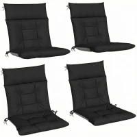 Outsunny Patio Chair Cushions Set of 4, Waterproof Non-Slip Lounge Chair Cushions, 112x53cm, Black(m-1)