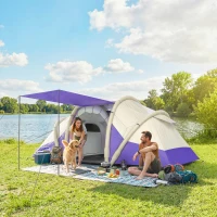 Outsunny Inflatable Tent 2 Bedroom 3000mm Waterproof Windproof Air Tent with Carry Bag for 4 Person(m-2)