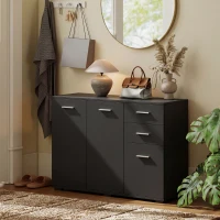HOMCOM Sideboard, Modern Storage Cabinet with 2 Drawers, 3 Doors and Adjustable Shelves, Black(m-9)