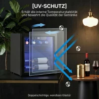 HOMCOM Weinkühler für 12 Flaschen, 36 L Kapazität, 4–16°C, Unterbau Kühlschrank für Getränke und Bier, mit Glastür, LED-Licht(m-8)