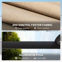Outsunny 2.4 x 2.4 m Cantilever Parasol with Umbrella Weights, UPF50+ Offset Outdoor Umbrella w/ Easy Tilt Adjustment, Khaki(m-6)