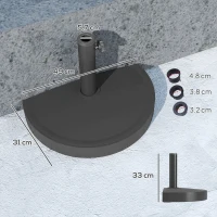 Outsunny Base de parasol 9 kg en résine pour mât de 32, 38, 48 mm, support de parasol, 49 x 31 x 33 cm, noir(m-3)