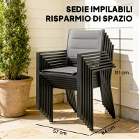 Outsunny Set Pranzo Esterni 7 Pezzi, Tavolo e Sedie in Alluminio per 6 Persone.(m-8)