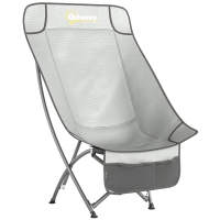 Outsunny Camping Chair for Adults Heavy Duty Folding Camp Chair with Side Pocket and Carry Bag Light Grey