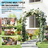 Outsunny Arcadă de Grădină Arcadă de Trandafiri Stil Fier Forjat dim. 125L x 37l x 230H cm oţel epoxid Negru pentru plante căţărătoare(m-5)