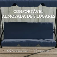 Outsunny Baloiço de Jardim Exterior de 3 Lugares com Toldo Ajustável e Estrutura de Aço 172x118x153 cm Azul-Marinho(m-7)