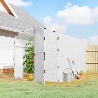 Outsunny Polytunnel Greenhouse Walk-in Grow House with UV-resistant PE Cover, Door and Galvanised Steel Frame, 2 x 2 x 2m, White(m-2)