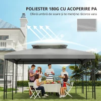 Outsunny Copertina pentru cort 4x3 m cu 2 niveluri, gri deschis(m-5)