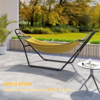 Outsunny 9ft Hammock Stand Adjustable Hammock Frame with Non-Slip Feet for Indoor Outdoor, 150 kg Capacity, Black(m-6)