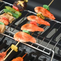 Outsunny Gratar pe gaz cu Capac si Termometru, Raft si 2 Roti, 110x50x100cm Negru(m-14)