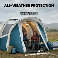 Outsunny Inflatable Camping Tent w/ Air Pump, Easy Setup 2-3 Person Blow Up Tent, Green(m-7)