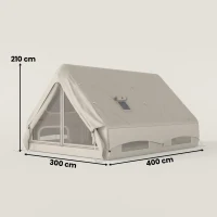 Outsunny Inflatable Camping Tent, 4 Season Hot Tent 10000mm Waterproof with Chimney Opening, Sky Light and Air Pump, Khaki(m-3)