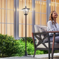 HOMCOM Luminaire extérieur lampadaire sur pied solaire lampadaire lanterne classique LED 40 Lm dim. 18L x 18l x 160H cm noir(m-10)