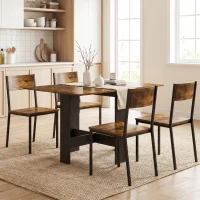 HOMCOM Folding Dining Table, Space-Saving Drop Leaf Kitchen Table for 4-6 People Rustic Brown(m-7)