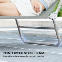 Outsunny Set of Two Steel Frame Sun Loungers, with Reclining Backs - Light Grey(m-7)