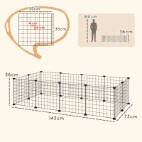 PawHut Cage parc enclos pour animaux domestiques L 106 x l 73 x H 36 cm bords arrondis fil métallique noir(m-3)