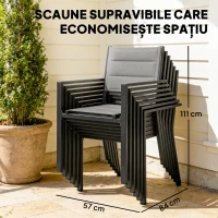 Outsunny masă pentru grădină cu scaune, set masă și scaune pentru grădină, masă și scaune pentru exterior, set de dining pentru grădină, masă extensibilă pentru exterior, set masă și scaune din aluminiu(m-8)