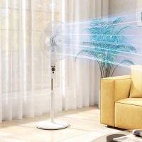 HOMCOM 124cm Pedestal Fan with Sleep Mode, Oscillating Standing Fan with 3 Modes, Remote Control, Adjustable Height, White(m-2)