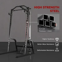 SPORTNOW Power Cage Power Rack with 15-Level Squat Rack, Cable Pulley System, Lat Pulldown & Pull Up Bar(m-8)