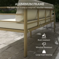 Outsunny Garden Bench with Cushions, 3-Seater Sofa with Backrest, Armrest and Back Cushions, 185 x 66 x 64cm, Cream White(m-4)