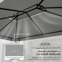 Outsunny Copertina pentru cort 4x3 m cu 2 niveluri, gri deschis(m-6)