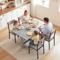 HOMCOM Folding Dining Table, Space-Saving Drop Leaf Kitchen Table for 4-6 People Grey(m-6)