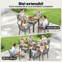 Outsunny masă pentru grădină cu scaune, set masă și scaune pentru grădină, masă și scaune pentru exterior, set de dining pentru grădină, masă extensibilă pentru exterior, set masă și scaune din aluminiu(m-4)