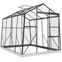 Outsunny Invernadero de Jardín 2x2,5x2 m con Ventana Regulable en 5 Niveles Puerta Corredera y Base Transparente y Negro(m-10)