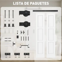 HOMCOM Puerta Corredera Plegable con Herrajes 91,4x213,4 cm con Rodillo Riel de Acero Guía de Suelo Manija Blanco(m-8)