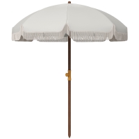 Outsunny Parasol de plage parasol d'extérieur rond parasol à frange protection UV 40 + avec 8 baleines gris clair