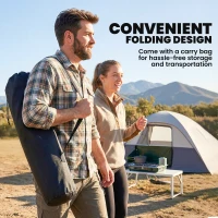 Outsunny Padded Camping Chair Adults Heavy Duty Folding Chair Side Pocket Cup Holder Carry Bag Outdoor Light Grey(m-7)