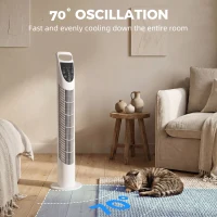 HOMCOM Tower Fan Oscillating 3 Speeds 3 Winds 40W w/ RC Timer Quiet - White(m-5)
