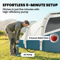 Outsunny Inflatable Camping Tent w/ Air Pump, Easy Setup 2-3 Person Blow Up Tent, Green(m-4)