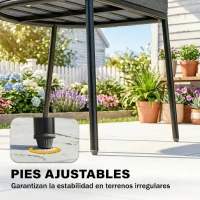 Outsunny Set de 2 Sillas de Jardín Exterior de Ratán con Cojines Reposabrazos y Marco de Acero para Terraza 55x57x75 cm Gris(m-7)