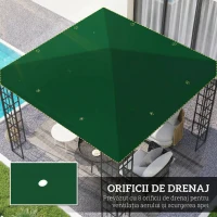 Outsunny Acoperiș pentru Foișor de Grădină 3x3 m din Material Textil Oxford 600D cu Orificii de Drenaj, Verde(m-4)