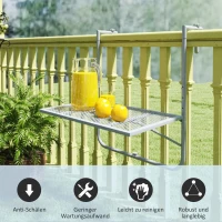 Outsunny Balkonhangtafel opklapbaar 4-voudig verstelbare hangtafel van metaal, weerbestendig balkontafel 60x40 cm Grijs(m-7)